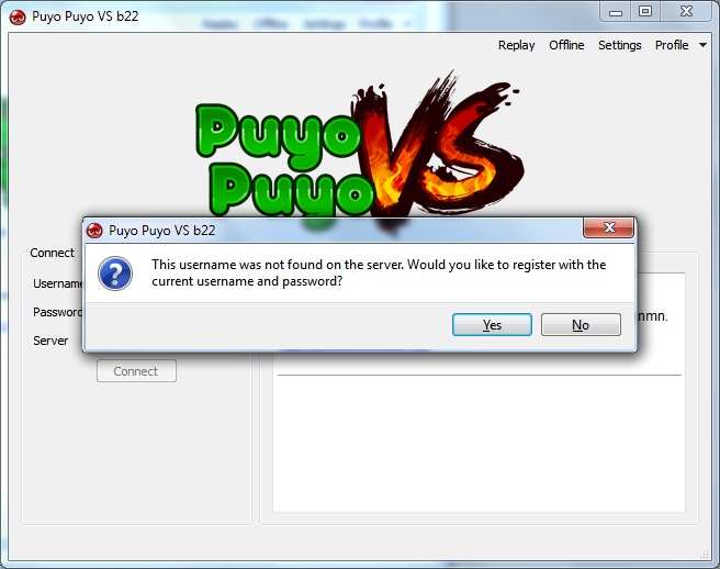 A screenshot showing the registration prompt window.